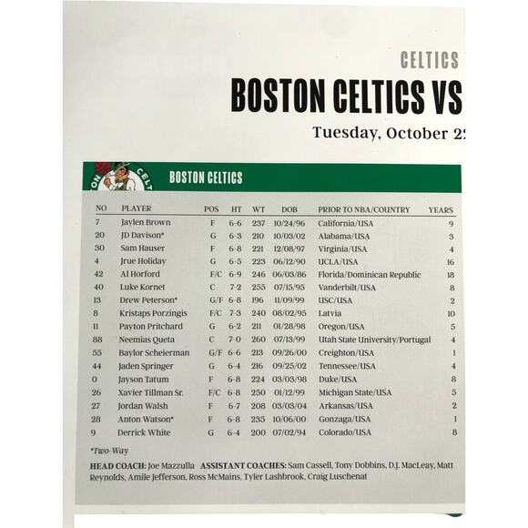 Boston Celtics v New York Knicks 10/22/24 Banner Night Lineup Roster Poster - Picture 13 of 16